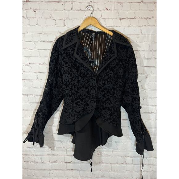 Nightmare Before Christmas Goth Halloween Cosplay Flocked Jacket Jack 3X - Picture 1 of 5